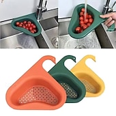 cheap Kitchen Utensils &amp; Gadgets-3pcs Kitchen Sink Drain Basket Swan Drain Rack, Triangular Corner Sink Strainer, Saddle Design Hanging Filter Basket for Fruits, Vegetables, and Food Waste, No Drilling Required