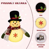 abordables Lumières de Noël-Figurine en peluche de bonhomme de neige de Noël illuminée, décoration de fenêtre de table à LED pour la décoration intérieure des vacances, accent de fête de cuisine à domicile de Noël d&#039;hiver