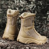 tanie Buty trekingowe-męskie taktyczne buty bojowe na pustynię z bocznym zamkiem błyskawicznym – lekkie wojskowe buty robocze do pieszych wędrówek na świeżym powietrzu, do ćwiczeń i patroli