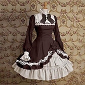 cheap Dresses-Retro Vintage Gothic Lolita Rococo Dress Trumpet Sleeve Movie / TV Theme Costumes Lace Bow Fancy Dress Women&#039;s Girls&#039; Party Masquerade Party &amp; Evening Adults&#039; Dress