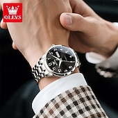 זול שעונים מכאניים-OLEVS גברים שעון מכני מינימליסטי אופנתי עסקים שעון יד אוטומטי נמתח לבד זורח לוח שנה שבוע תאריך פְּלָדָה שעון