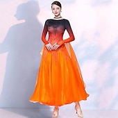 お買い得  競技用ウェア-社交ダンスドレス、女性用パフォーマンス、モダンダンス競技用ドレス、長袖、ワルツダンスウェア、衣装