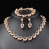 abordables Parures de Bijoux-Parure de bijoux 3 Perle Perle Chrome 1 Collier Boucles d&#039;oreilles Collier Femmes Élégant ancien Mode Le style rétro Classique Fleur Parure de Bijoux Pour Mariage Soirée robe demoiselle d honneur