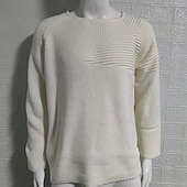 preiswerte Herrenpullover-Herren Pullover Strickpullover Gerippt Stricken Normale Oberteile Gestrickt Einfach Rundhalsausschnitt Mode Basic Urlaub Alltagskleidung Bekleidung Herbst Winter Schwarz Weiß M L XL