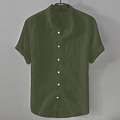cheap Business Casual-Men&#039;s Shirt Linen Shirt Casual Shirt Cotton Shirt Plain Vacation Street Black White Pink Blue Short Sleeve Turndown Summer Clothing Apparel Button-Down