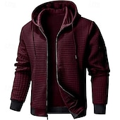 economico felpe con cappuccio da uomo di base-Per uomo Felpa con cappuccio Felpa con cappuccio a zip intera Felpa con cappuccio a nido d&#039;ape Rosso bordeaux Nero Bianco Verde militare Blu marino Con Cappuccio Semplice Cerniera Sport &amp; Outdoor