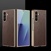 Недорогие Чехлы для Samsung-телефон Кейс для Назначение SSamsung Galaxy Z-образный сгиб 7 Z-сгиб 6 Z Fold 5 Z Fold 4 Кейс на заднюю панель Защита от удара Ретро ПК Кожа PU