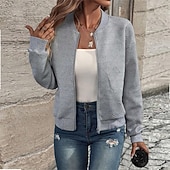 economico Felpe e Sweatshirt Texturizzati-Per donna Cappotto Giacca Casual Confortevole Traspirante Cerniera Tasca Moda Moderno Casual Semplice Uscire Weekend Cerniera Regolare Collo alla coreana Vestibilità regolare Manica Lunga Capispalla