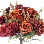 levne Díkůvzdání a podzim-2 svazky podzimní kytice hortenzií, umělá pivoňka, růže, sedmikráska &amp;Ruční květinová aranžmá ze sušených květin, malá kytice hedvábných květin do domácnosti &amp;výzdoba akce