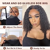 economico Parrucche lace front capelli veri-Parrucche glueless da indossare e usare, parrucche ricce pre-pizzicate in capelli umani, parrucche frontali in pizzo per principianti, parrucche glueless pre-tagliate in pizzo 4x4 senza colla per