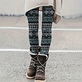 economico -Per donna Pantaloni Leggings Casual Boho Lunghezza intera Vita Alta Geometrico Elastico in vita Stampato Traspirabilità Confortevole Elasticizzato Vacanza Streetwear Abbigliamento quotidiano Rosso