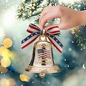 billiga Prydnader-Julgransprydnad i metall emalj för USA:s 250-årsjubileum, handgjord, hängande minnesdekor, frihetsklocka, julgransprydnad för samlare, patriotisk julgran, staket, uteplats