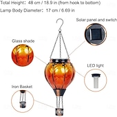 olcso Dekoratív fények-hőlégballon napelemes lámpa kültéri narancssárga piros vízálló függő napelemes lámpa pásztorhoroggal kerti teraszra verandára fa pavilon ünnepi dekoráció ajándék