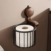 voordelige Opslagrekken-Toiletrolhouder van walnoothout, zelfklevend, zonder boren, ruimtebesparende opbergrek voor keuken of badkamer