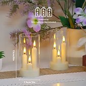お買い得  キャンドルライト-2個アクリルフレームレスキャンドルライトバッテリー駆動キャンドルスタンドライトウェディングパーティーファミリーディナーの雰囲気ホリデー装飾用
