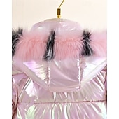 preiswerte Daunen- und Pufferjacke für Mädchen-Kinder Mädchen Daunenmantel Einfarbig Mode Fellbesatz Schule Mantel Oberbekleidung 4-12 Jahre Winter Rosa Purpur