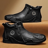 halpa Nilkkurit-Miesten ruskeat nahkaiset vetoketjulliset slip-on-kengät ainutlaatuisella pyöreällä kärjellä ja joustavalla pohjalla – retrohenkiset vapaa-ajan kengät matkoille, töihin ja jokapäiväiseen mukavuuteen.