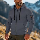 economico Felpa Tattica-Per uomo Felpa con cappuccio Felpa con cappuccio e zip corta Felpa con cappuccio in pile Felpa con cappuccio tattica Nero Bianco Verde militare Rosso Borgogna Con Cappuccio Semplice Cerniera