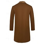 billiga Trenchcoat för män-Herr Fleece-jacka Peacoat Trenchcoat Semester Dagligen Höst Vinter Polyester Håller värmen Ytterkläder Kläder Mode Klassisk Slät Ficka Kavajslag Dubbelknäppt