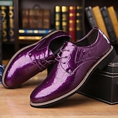 baratos Sapatos Oxford-sapatos sociais masculinos de verniz azul-petróleo brilhante com cadarço – calçados formais elegantes para casamentos e eventos empresariais