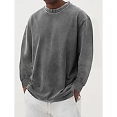 preiswerte Basic-T-Shirts-Herren T-Shirt Langarmshirt Langarm Rundhalsausschnitt Herbst Winter Retro Einfarbig Mode Designer Nostalgisch Mode Jahrgang Urlaub Straße Ausgehen Schwarz Himmelblau Olive Top T-Shirt für Herren