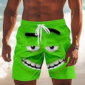 cheap Retro Vintage &amp; Ethic-Men&#039;s 3D Cartoon Smile Face Swim Trunks Swim Shorts Board Shorts Mid Waist Funny Outdoor Vacation Dailywear Side Pockets Mesh Lining Elastic Drawstring Waist Designer Clothing Apparel