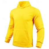 economico Felpa con cappuccio in pile-Per uomo Felpa con cappuccio Maglione Felpa con cappuccio in pile Felpa con cappuccio foderata in pile Nero Bianco Giallo Rosa Rosso Con Cappuccio Semplice Tasca Sport &amp; Outdoor Casuale Quotidiano