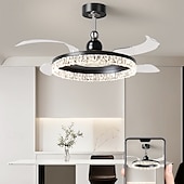 preiswerte Deckenventilator-Leuchten-LED-Deckenventilatoren dimmbar mit Fernbedienung 106 cm Deckenleuchte mit Acryl-Lampenschirm Kronleuchter Schlafzimmer Wohnzimmer