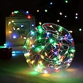 billige Batteridrevet-2m Lysslynger 20 LED Varm hvit Hvit Multifarget Kobbertrådlys Halloween Innendørs Fest Batterier drevet