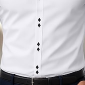 billiga Button Down-skjortor för män-Herr Skjorta Button Down skjorta Skrynkbeständig Bröllop Utomhus Vit Rosa Långärmad Nedvikt Sommar Vår Kläder