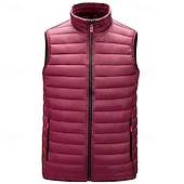 preiswerte Herren Steppweste-Herren Steppweste Weste Gilet Urlaub Täglich Date Mode Lässig Winter Tasche Polyester Warm Bequem Einfarbig Reisverschluss Stehkragen Normale Passform Schwarz Wein Armeegrün Dunkelblau Weste