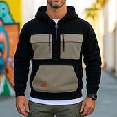economico Felpa Tattica-Per uomo Felpa con cappuccio Felpa con cappuccio e zip corta Felpa con cappuccio in pile Felpa con cappuccio tattica Rosso Blu Viola Verde Cachi Con Cappuccio Semplice Patchwork Cerniera Blocco di