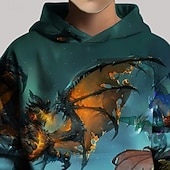 billiga Pojkens 3D-djur-Pojkar 3D Dinosaurie Huvtröja Långärmad Vår Höst Mode Streetwear Barn 4-12 år Huva Utomhus Ledigt Dagligen Normal