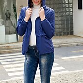 levne aktivní bunda-Dámské Neformální bunda Nepromokavé bundy a pláště do deště Voděodolný Větruvzdorné Zip Kapsy Módní Venkovní Bez vzoru Jdeme ven Víkend Zip Standardní Kapuce Běžný Dlouhý rukáv Svrchní oděvy Čern