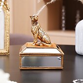 levne Sochy-1 ks 4,1*5,5 palcový zlatý zrcadlový leopardí úložný a dekorační kus na šperky vhodný pro zdobení nehtů, šperky, ozdoby a štětce na make-up