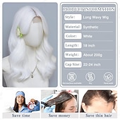 economico Parrucche trendy sintetiche-Parrucche castane con mèches per donna, lunghezza media, riga centrale da 18 pollici, corte, ricce e ondulate, parrucche da donna in capelli sintetici naturali per uso quotidiano per feste/Halloween