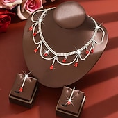 preiswerte Schmucksets-Schmuckset 3 Stück Strass Legierung Ohrringe Halskette Damen Elegant Vintage Mode Geometrisch Geometrisch Schmuck-Set Für Hochzeit Party Hochzeitsgast