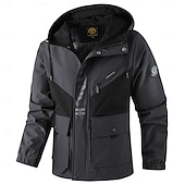 baratos jaqueta esportiva-Homens Jaqueta de Inverno Casaco esportivo Jaqueta de Trilha Jaqueta corta-vento Esportes Casual Prova-de-Água Jaqueta Corta-Vento Zíper Bolsos Outono Inverno Côr Sólida Bloco de cor Ativo Com Capuz