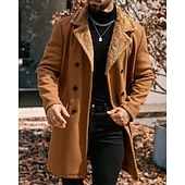 billiga Trenchcoat för män-Herr Fleece-jacka Peacoat Trenchcoat Semester Dagligen Höst Vinter Polyester Håller värmen Ytterkläder Kläder Mode Klassisk Slät Ficka Kavajslag Dubbelknäppt