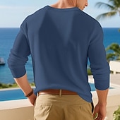 levne základní trička-Pánské Tričko Tričko Henley Trička Tričko Top Dlouhý rukáv Henley Jaro Podzim Bez vzoru Módní Designové Základní Knoflíky Dovolená ulice Jdeme ven Bílá Top tričko pro muže