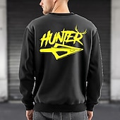 billige Jaktgenser-Herre Bakavtrykk Genser Mote Daglig Crew-hals Hjem Sport &amp; Utendørs Gateklær Hvit Gul Crewneck 3D Alle årstider Designer