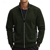 abordables Sudadera con capucha de vellón-Hombre Sudadera Sudadera de polar Sudadera con cremallera completa Verde Ejército Burdeos Gris Claro Gris Oscuro Cuello Mao Plano Cremallera Deporte Casual Diario Ropa de calle Fresco Ropa deportiva