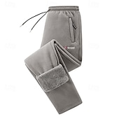 お買い得  スウェットパンツ-男性用 シェルパ スウェットパンツ ズボン オープンボトムスウェットパンツ ドローストリング 弾性ウエスト ジッパーポケット 平織り 吸汗性 高通気性 全長 スポーツ・アウトドア カジュアル 日常 ファッション ストリートファッション ブラック ルビーレッド