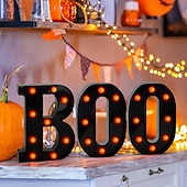 ieftine Lumini decorative-Lumini de Halloween cu litere, lumini luminoase în formă de boo, decor, lumini, ornamente pentru birou, fantomă, festival, atmosferă interioară, aspect