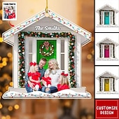billige jul-Personlig familiebilde julepynt akryl 2D tilpasset julegaveide for familie/par juletrepynt dekorasjon hengende anheng