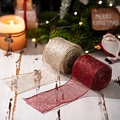 abordables Emballage cadeau-3 rouleaux de ruban de Noël câblé, nœud décoratif à faire soi-même, ruban de satin en maille rouge, décoration de boîte cadeau, fournitures d&#039;artisanat de vacances, ornement d&#039;arbre de Noël et