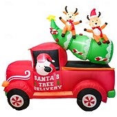 baratos luzes de natal ao ar livre-1 peça 2m * 1,8m Papai Noel de Natal dirigindo uma bicicleta vermelha carregando renas sentadas na árvore de Natal com luzes que emitem ar inflável modelo interno e externo pátio festa atmosfera luzes