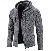 preiswerte Herren Strickjacke-Herren Pullover Kleid Pullover Strickjacke Reißverschluss-Pullover Strickpullover Gerippt Stricken Normale Oberteile Gestrickt Gerippt Einfach Mit Kapuze Mode Schals Geschäft Lässig Bekleidung Herbst