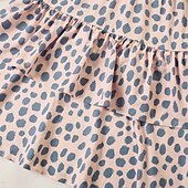 cheap Daily Family Matching-Mommy and Me Dresses Polka Dot Street Print Khaki Long Sleeve Midi Active Matching Outfits