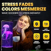 voordelige Oceaan Golf &amp; Water Rimpeling-Licht Meerderfiisos Lava Lamp Medusa Lamp met 16 Kleurveranderende Lichten Medusa Tank Tafel Lamp Medusa Aquarium Nachtlamp Thuis Kantoor Kamer Bureau Decor Lamp Stemming Licht voor Ontspanning
